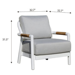 Elementi Santorini Aluminum Lounge Chair Teak Armrests OS2501S