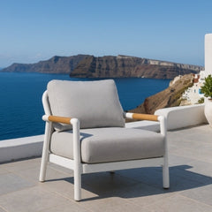 Elementi Santorini Aluminum Lounge Chair Teak Armrests OS2501S