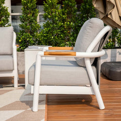 Elementi Santorini Aluminum Lounge Chair Teak Armrests OS2501S