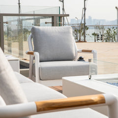 Elementi Santorini Aluminum Lounge Chair Teak Armrests OS2501S