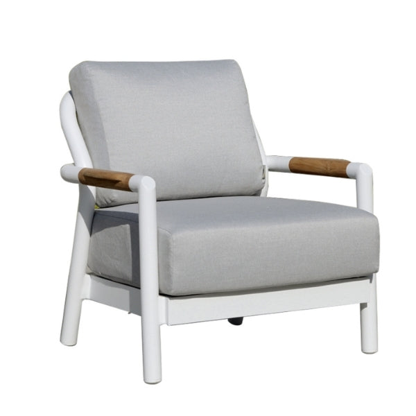 Elementi Santorini Aluminum Lounge Chair Teak Armrests OS2501S