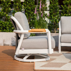 Elementi Santorini Aluminum Swivel Chair Teak Armrests OS2501W