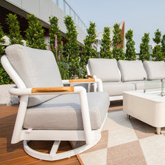 Elementi Santorini Aluminum Swivel Chair Teak Armrests OS2501W