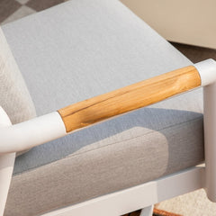 Elementi Santorini Aluminum Swivel Chair Teak Armrests OS2501W