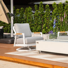 Elementi Santorini Aluminum Swivel Chair Teak Armrests OS2501W