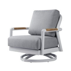 Elementi Santorini Aluminum Swivel Chair Teak Armrests OS2501W