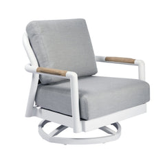Elementi Santorini Aluminum Swivel Chair Teak Armrests OS2501W