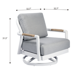 Elementi Santorini Aluminum Swivel Chair Teak Armrests OS2501W