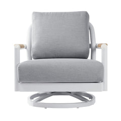 Elementi Santorini Aluminum Swivel Chair Teak Armrests OS2501W