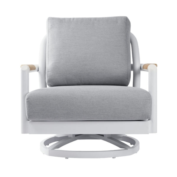 Elementi Santorini Aluminum Swivel Chair Teak Armrests OS2501W
