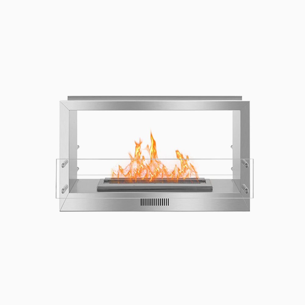 The Bio Flame 38-inch ventless ethanol firebox, double-sided stainless steel
