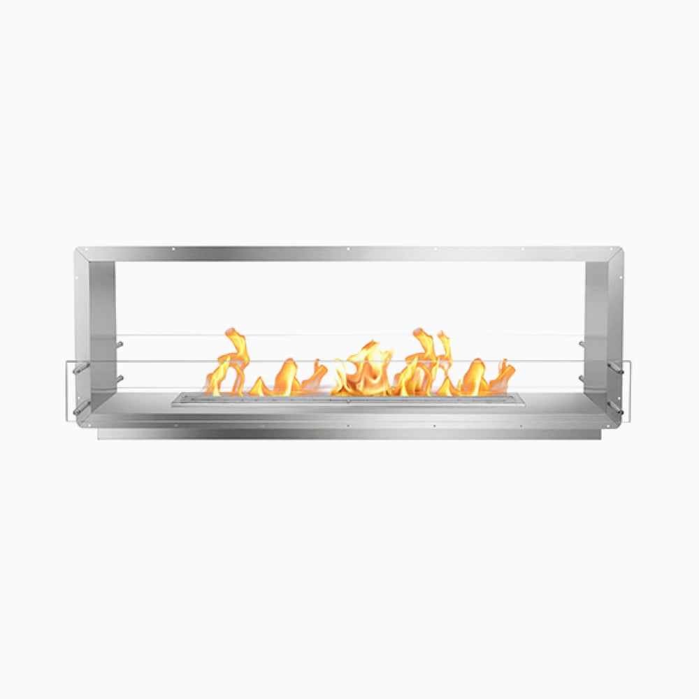 The Bio Flame 72-inch ventless ethanol firebox, double-sided stainless steel
