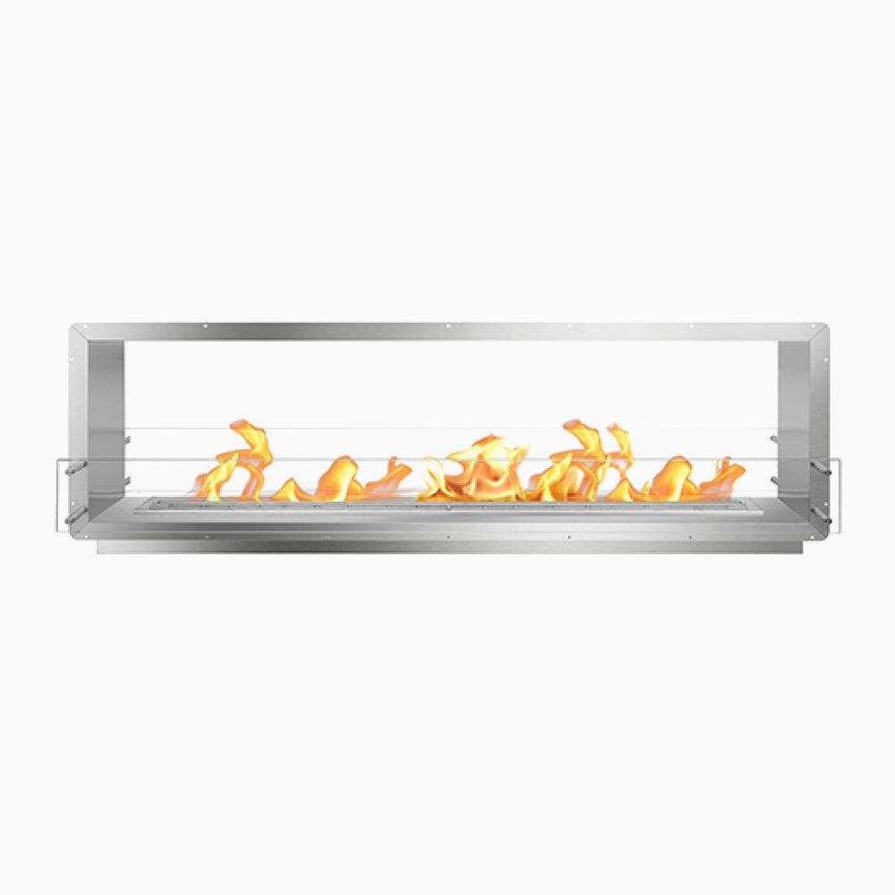 The Bio Flame 84-inch ventless ethanol firebox, double-sided stainless steel
