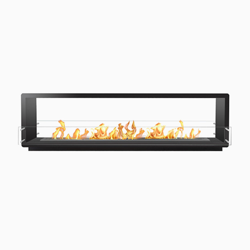 The Bio Flame 96-inch ventless ethanol firebox, double-sided black
