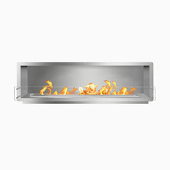 The Bio Flame 84-inch ventless ethanol firebox, single-sided stainless steel