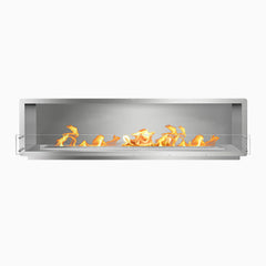The Bio Flame 96-inch ventless ethanol firebox, single-sided stainless steel