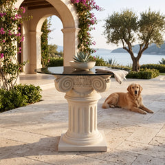 Florence Dining Table with Limestone and Glass