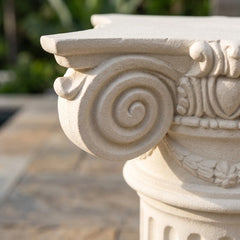 Florence Dining Table with Limestone and Glass