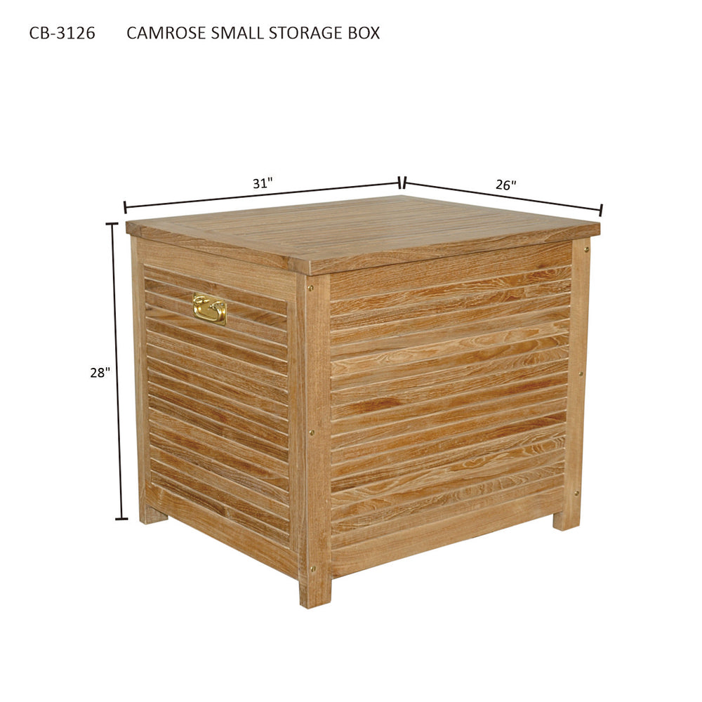 Camrose Small Storage Box, teak, detail view