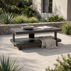 Granada Aluminum Coffee Table with Teak and Aluminum
