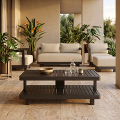 Granada Aluminum Coffee Table with Teak and Aluminum