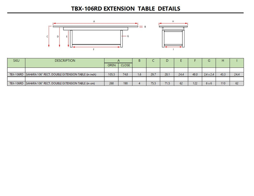 Sahara 106" Rectangular Double Ext. Table - image 6