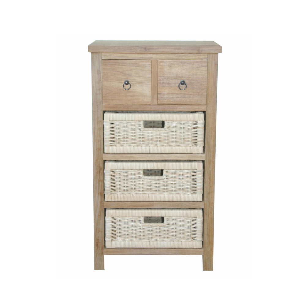 Safari Occasional Table w/ Drawer & Rattan Baskets - image 4