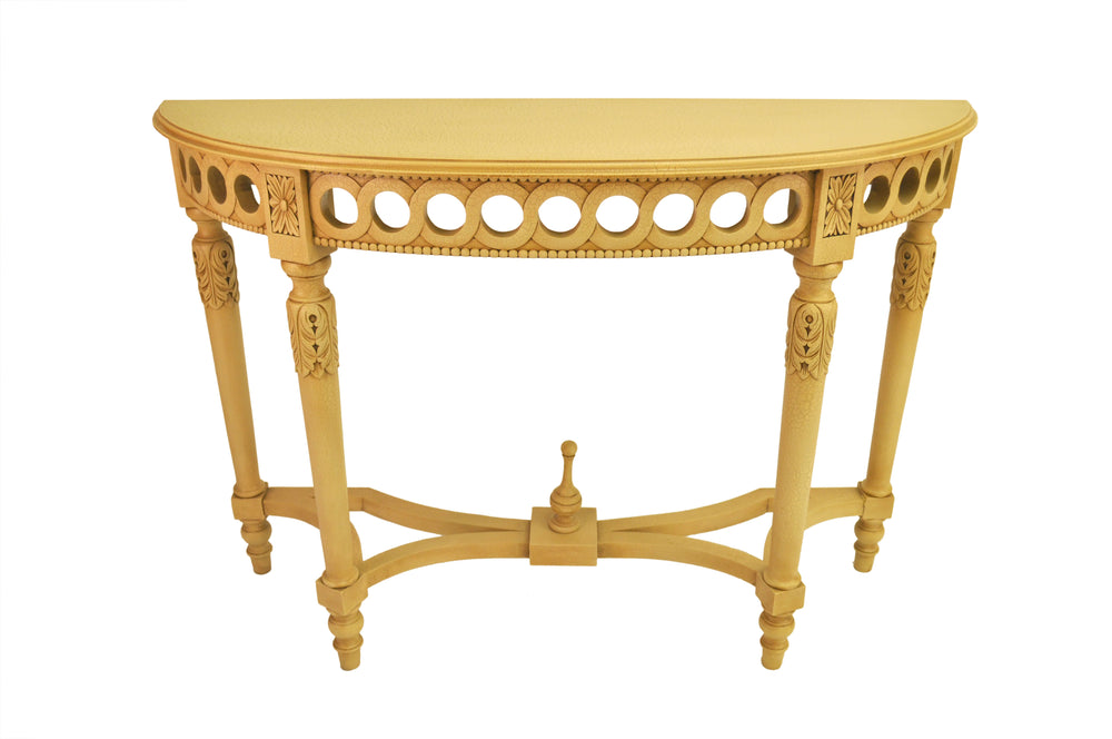 Neoclassical Demilune Console w/ Crackle Finish Table Top - image 2