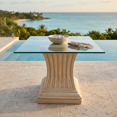 Legacy Dining Table with Limestone and Glass