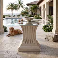 Legacy Dining Table with Limestone and Glass