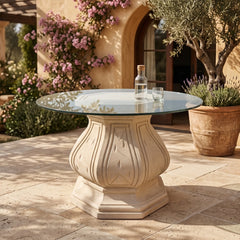 Louis XIV Octagonal Table with Limestone and Glass