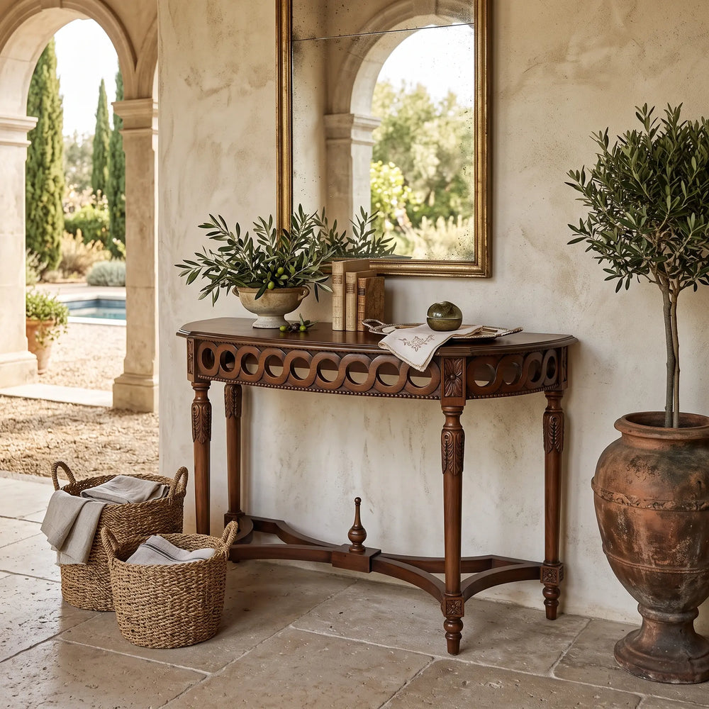 Neoclassical Demilune Console