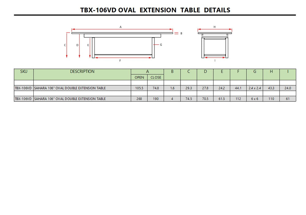 Sahara 106" Oval Double Ext. Table - image 6