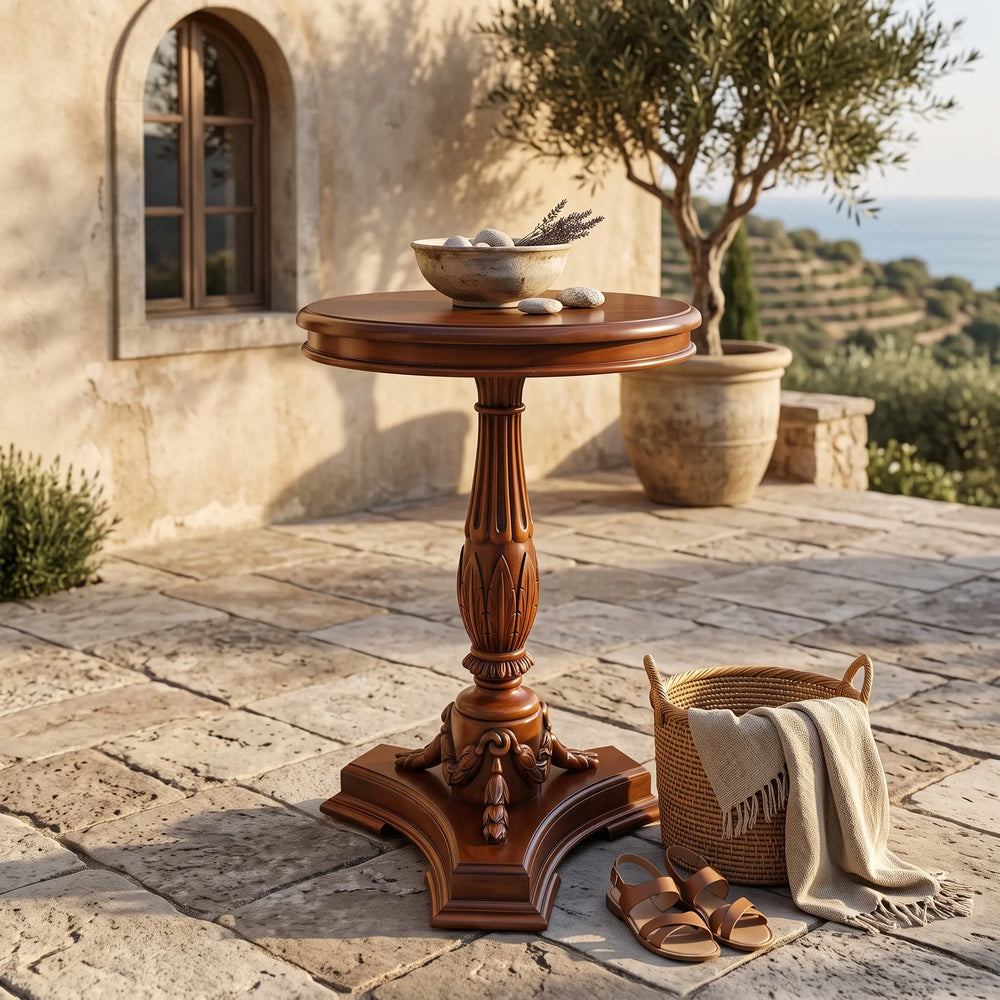Occasional Flower Side Table in Mahogany