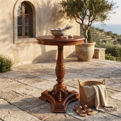 Occasional Flower Side Table in Mahogany