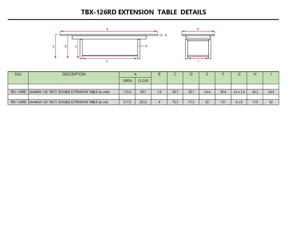 Sahara 126" Rectangular Double Ext. Table - image 6
