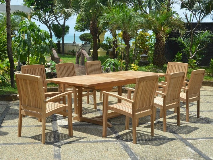 Bahama Stackable Sahara 9-Piece Rectangular Dining Set (SET-80) - image 5