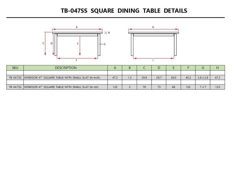 Windsor 47" Square Dining Table - image 7