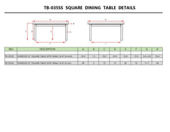 Bahama 35" Square Table Small Slats - image 7