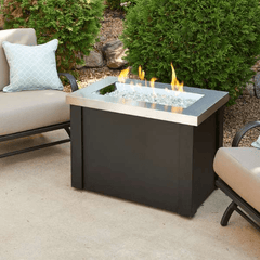 The Outdoor GreatRoom Stainless Steel Providence Rectangular Gas Fire Pit Table PROV-1224-SS