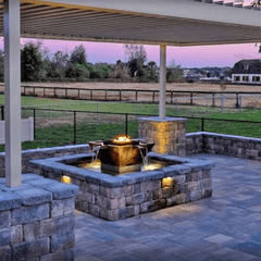 The Outdoor Plus Olympian Square 4-Way Copper Fire & Water Fountain