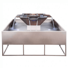 The Outdoor Plus Olympian Square 4-Way Copper Fire & Water Fountain