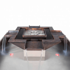 The Outdoor Plus Olympian Square 4-Way Copper Fire & Water Fountain