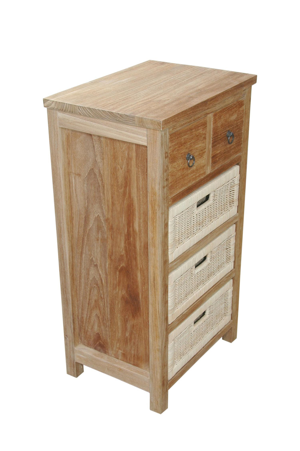 Safari Occasional Table w/ Drawer & Rattan Baskets - image 3