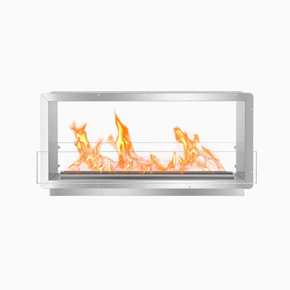 The Bio Flame XL ventless ethanol firebox, double-sided stainless steel