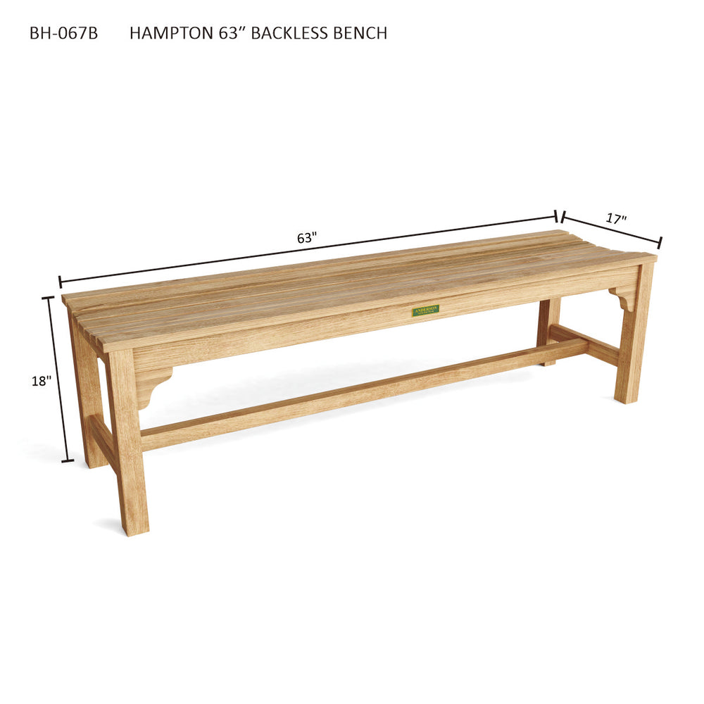 Hampton 3-Seater Backless Bench - image 4